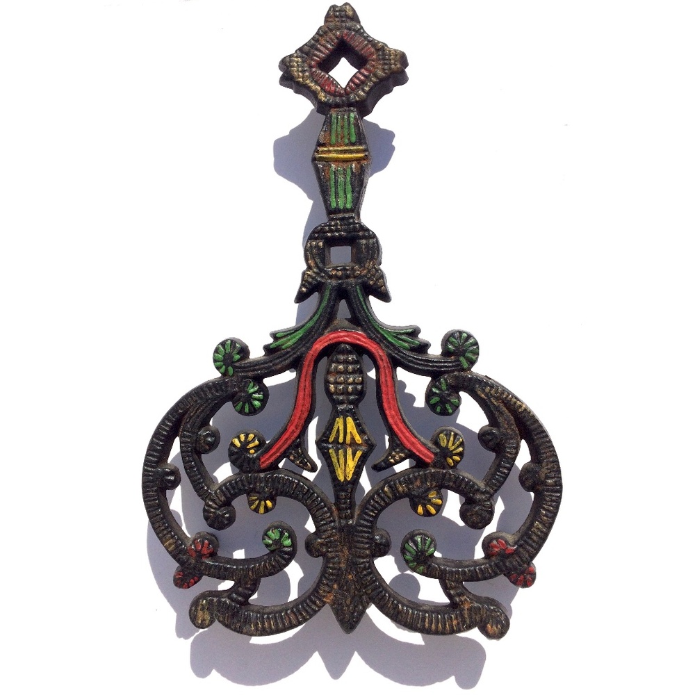 Vintage Wilton Cast Iron Footed Trivet Ornate Black Farmhouse Kitchen Decor